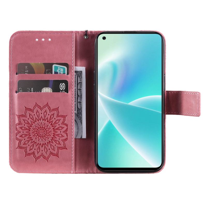 Capa De Couro Para OnePlus Nord 2T 5G De Cordão Mandala Com Alça Para Cartão