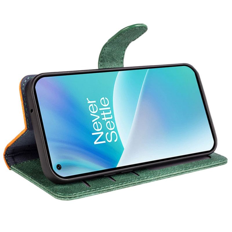 Capa De Couro Para OnePlus Nord 2T 5G Textura De Madeira Bicolor