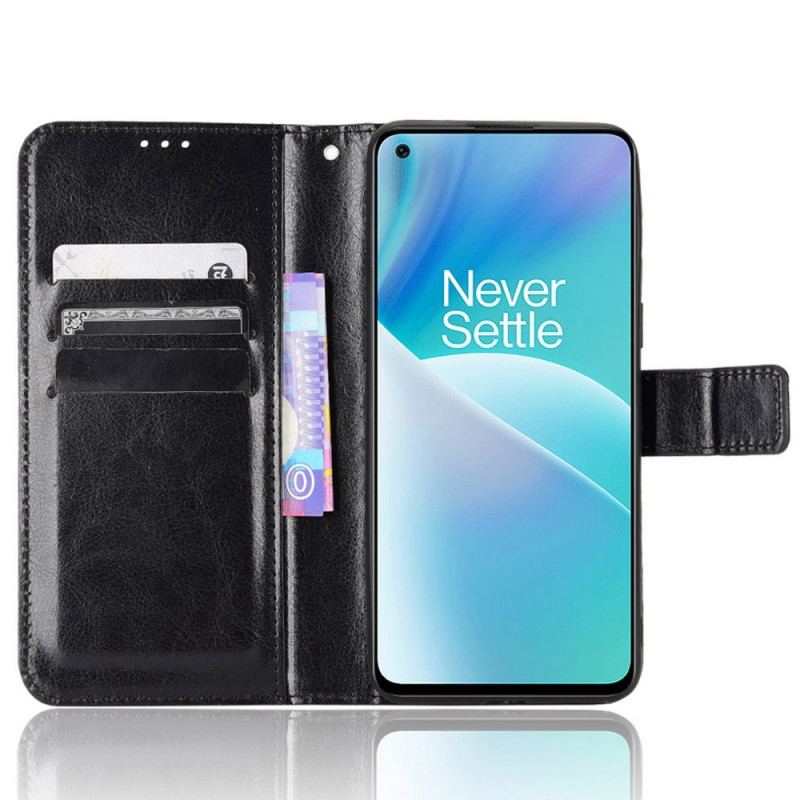 Capa Em Pele Para OnePlus Nord 2T 5G De Cordão Couro Sintético Chamativo Com Alça