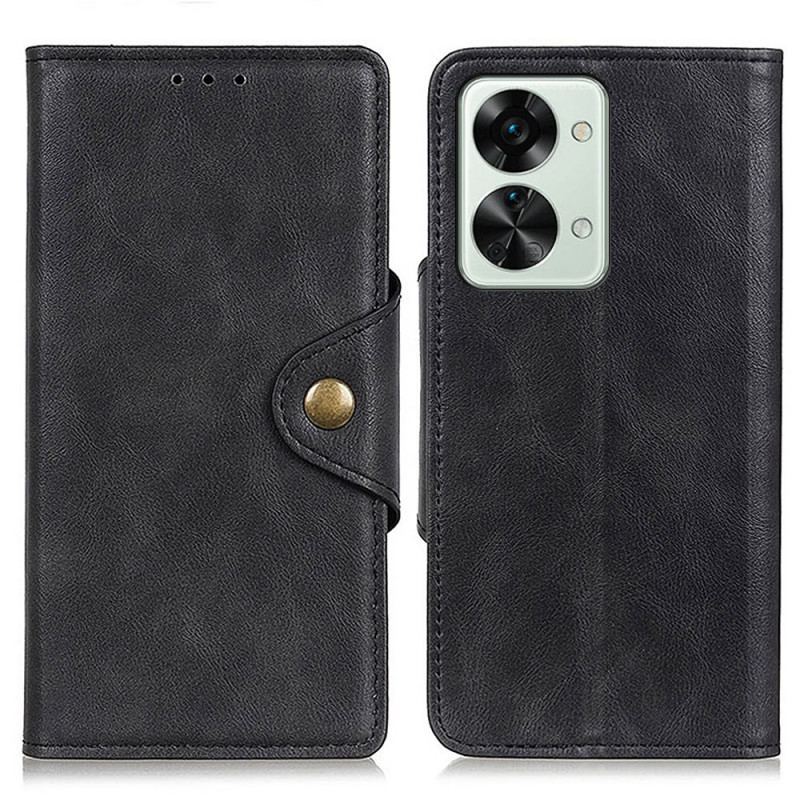 Capa Flip Para OnePlus Nord 2T 5G Botão De Couro Falso