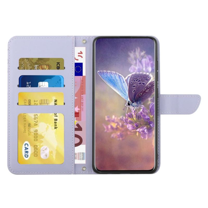 Capa Flip Para OnePlus Nord 2T 5G De Cordão Borboletas Fio Dental Premium