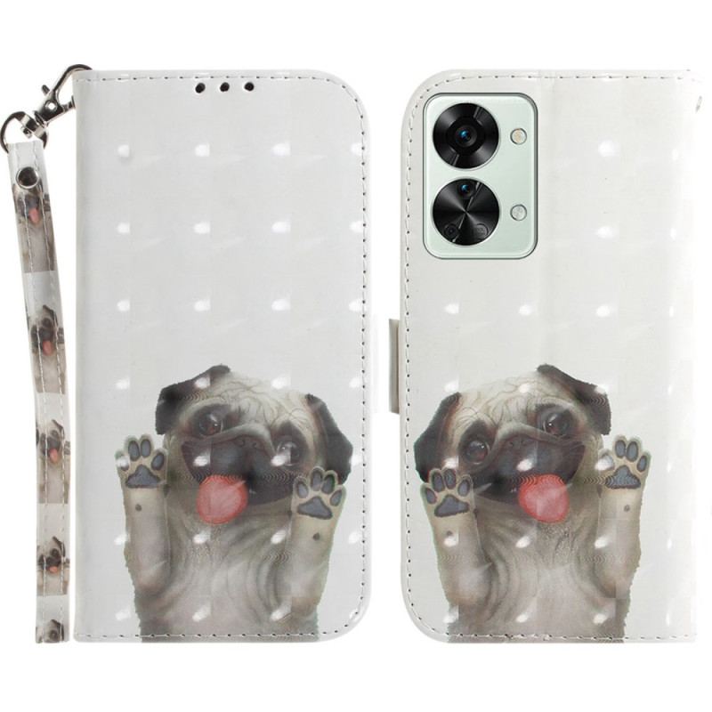 Capa Flip Para OnePlus Nord 2T 5G De Cordão Cachorro Tanga