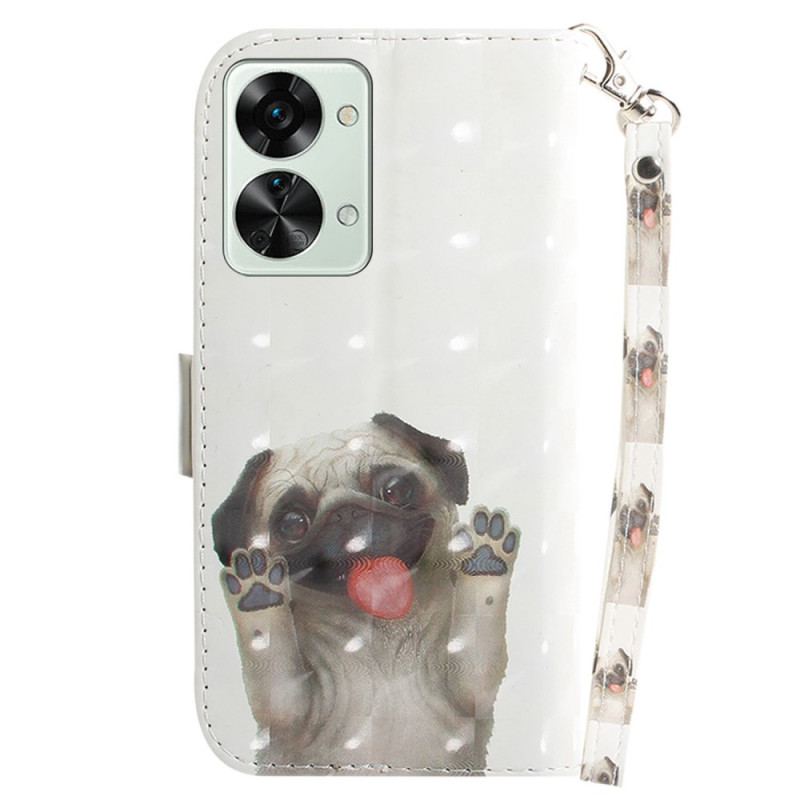 Capa Flip Para OnePlus Nord 2T 5G De Cordão Cachorro Tanga