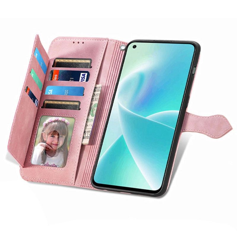 Capa Flip Para OnePlus Nord 2T 5G De Cordão Porta Cartão E Bolsa Com Cordão