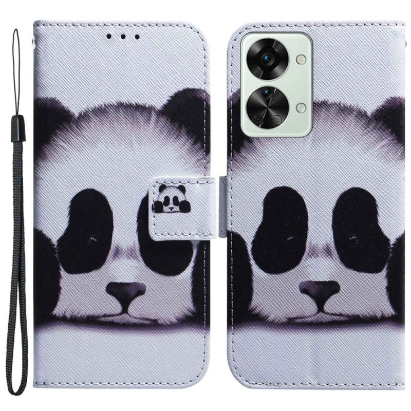 Capa Flip Para OnePlus Nord 2T 5G De Cordão Strappy Panda