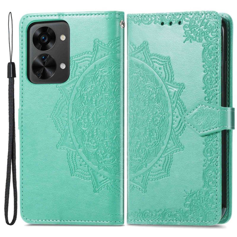 Capa Flip Para OnePlus Nord 2T 5G De Cordão Titular De Cartão De Alça De Mandala