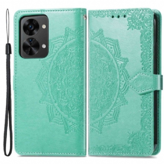 Capa Flip Para OnePlus Nord 2T 5G De Cordão Titular De Cartão De Alça De Mandala