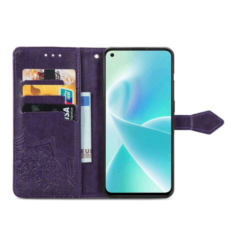 Capa Flip Para OnePlus Nord 2T 5G De Cordão Titular De Cartão De Alça De Mandala