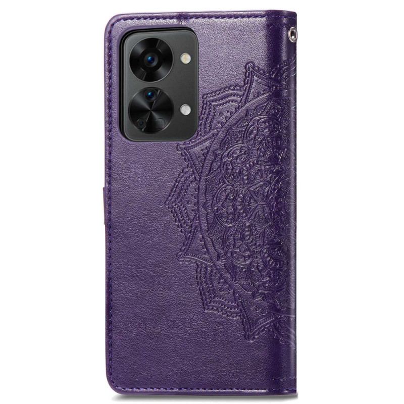 Capa Flip Para OnePlus Nord 2T 5G De Cordão Titular De Cartão De Alça De Mandala