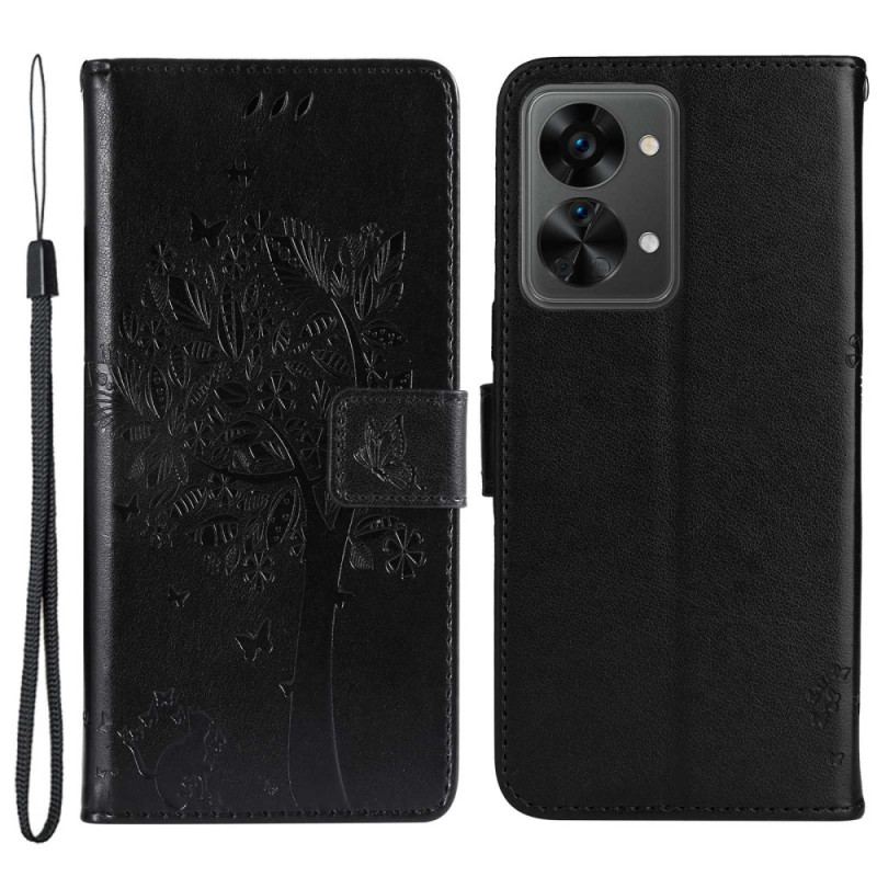 Capa Flip Para OnePlus Nord 2T 5G De Cordão Titular Do Cartão Alça