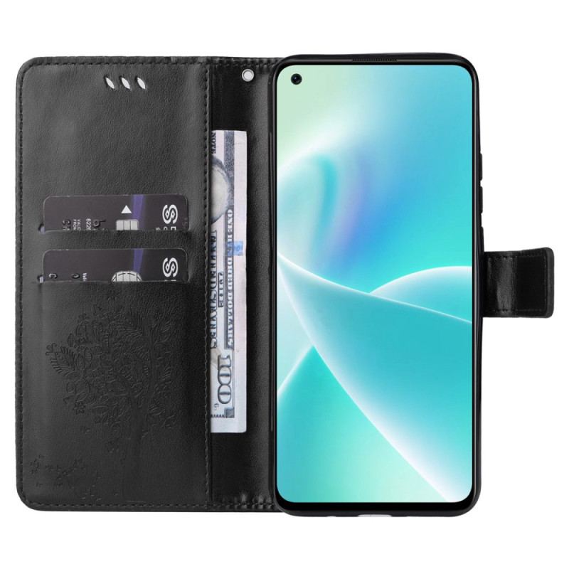 Capa Flip Para OnePlus Nord 2T 5G De Cordão Titular Do Cartão Alça