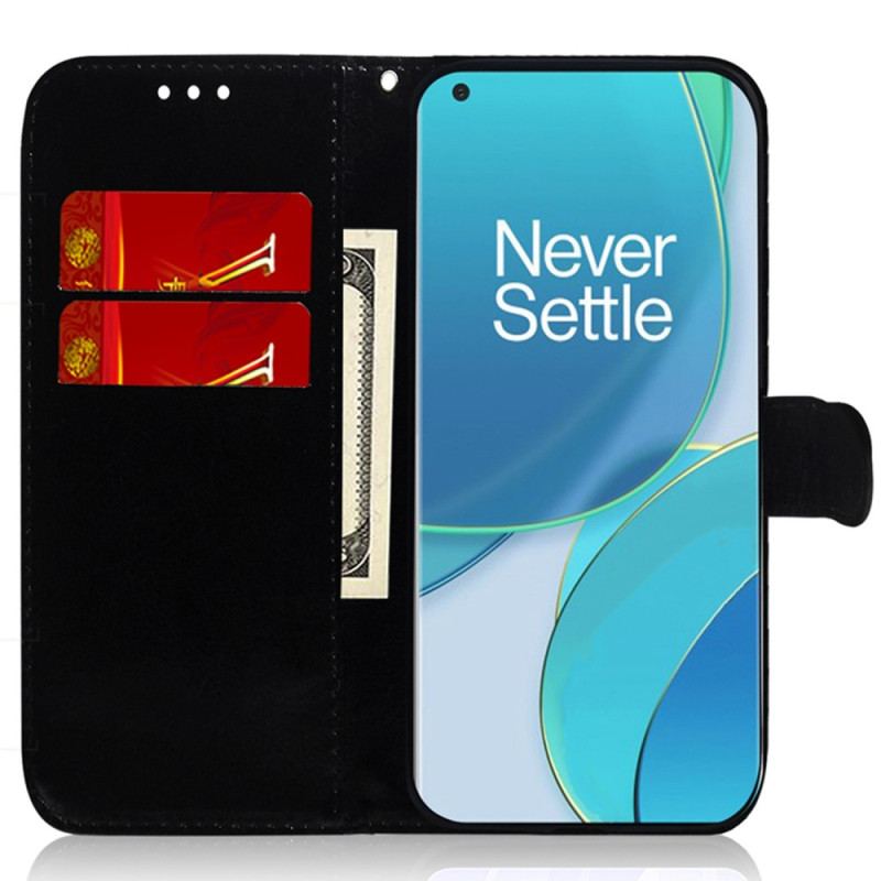 Capa Flip Para OnePlus Nord 2T 5G Efeito De Espelho De Couro Falso