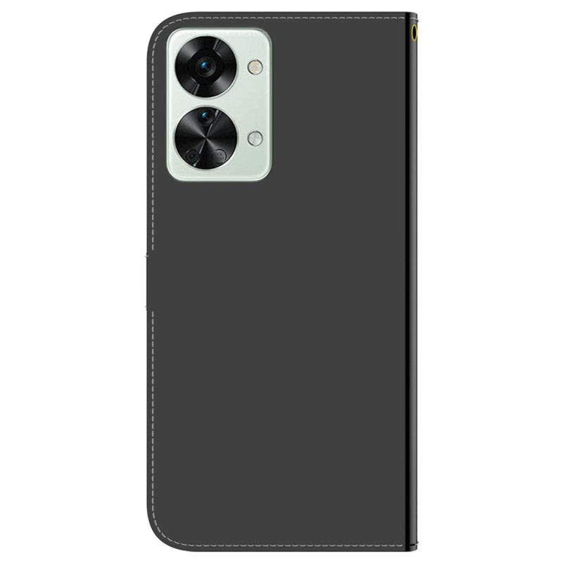 Capa Flip Para OnePlus Nord 2T 5G Efeito De Espelho De Couro Falso