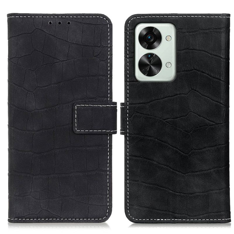 Capa Flip Para OnePlus Nord 2T 5G Estilo De Pele De Crocodilo