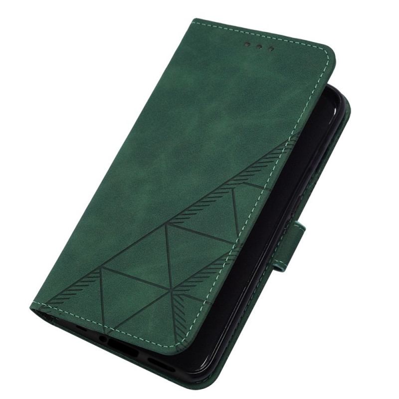 Capa Flip Para OnePlus Nord 2T 5G Triângulos Com Cordão