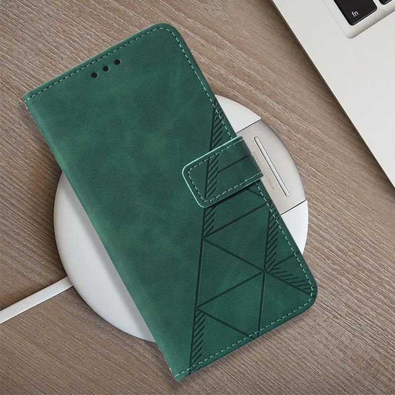 Capa Flip Para OnePlus Nord 2T 5G Triângulos Com Cordão