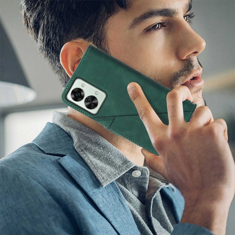 Capa Flip Para OnePlus Nord 2T 5G Triângulos Com Cordão