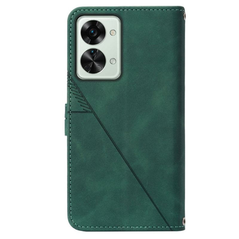 Capa Flip Para OnePlus Nord 2T 5G Triângulos Com Cordão