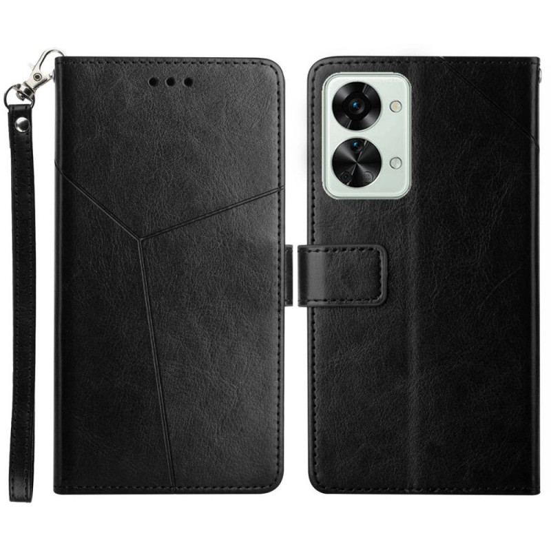 Capa Folio Para OnePlus Nord 2T 5G De Cordão Design Y Strappy