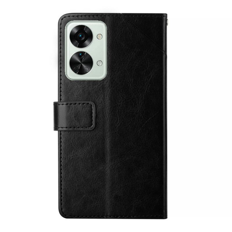 Capa Folio Para OnePlus Nord 2T 5G De Cordão Design Y Strappy