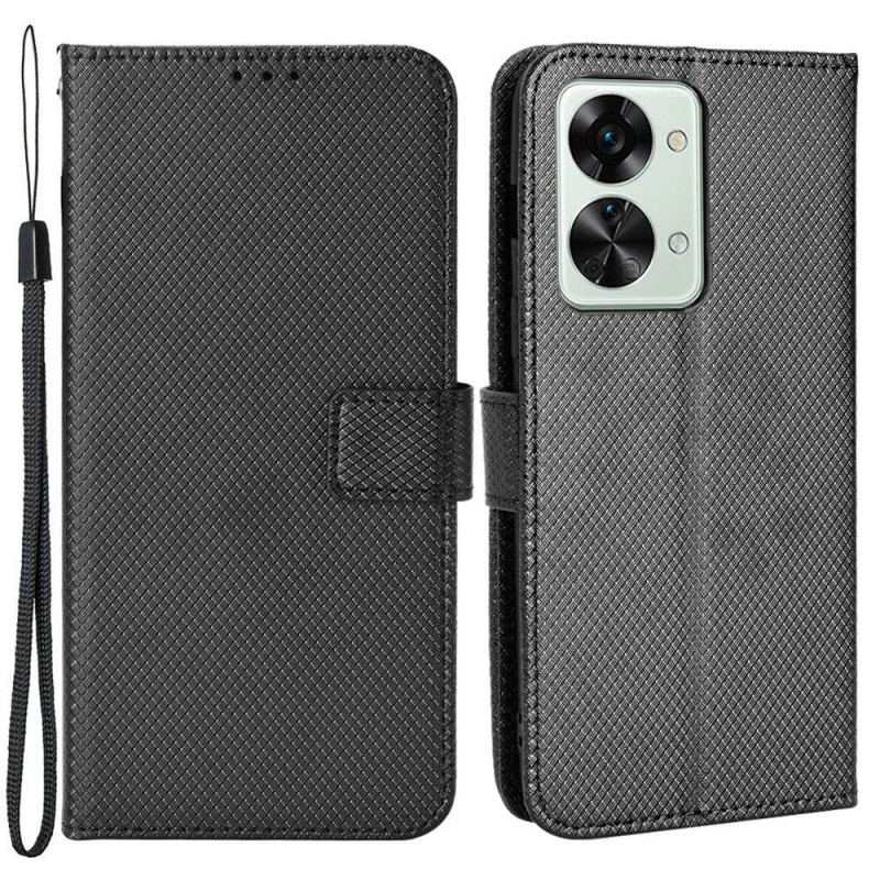 Capa Folio Para OnePlus Nord 2T 5G De Cordão Pulseira De Couro Falso