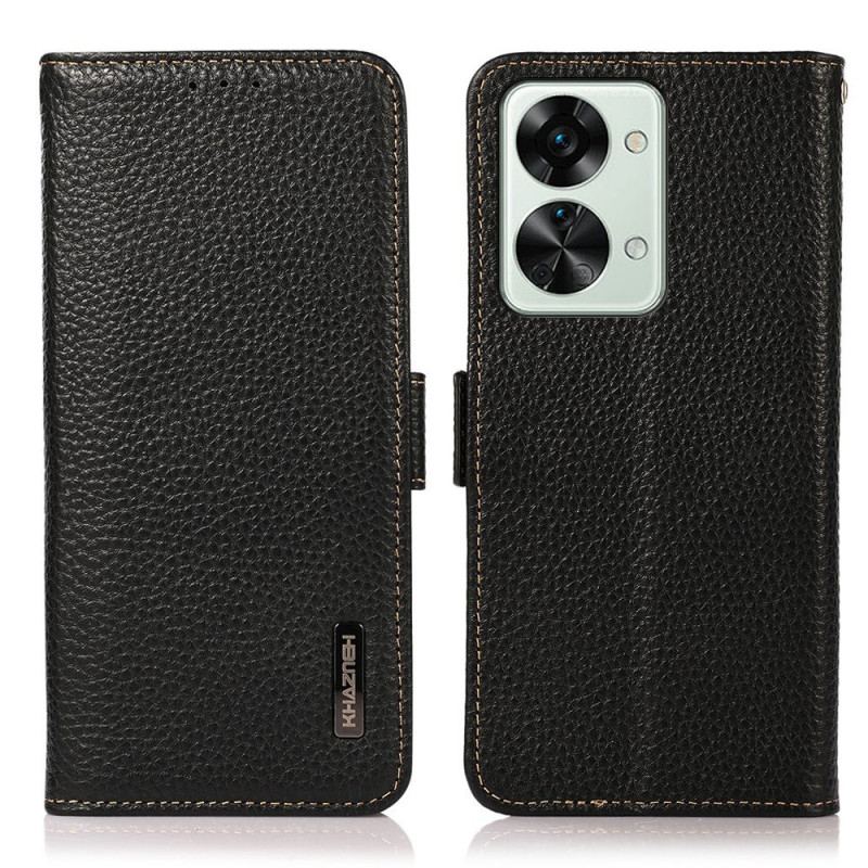 Capa Folio Para OnePlus Nord 2T 5G Couro De Lichia Khazneh Rfid