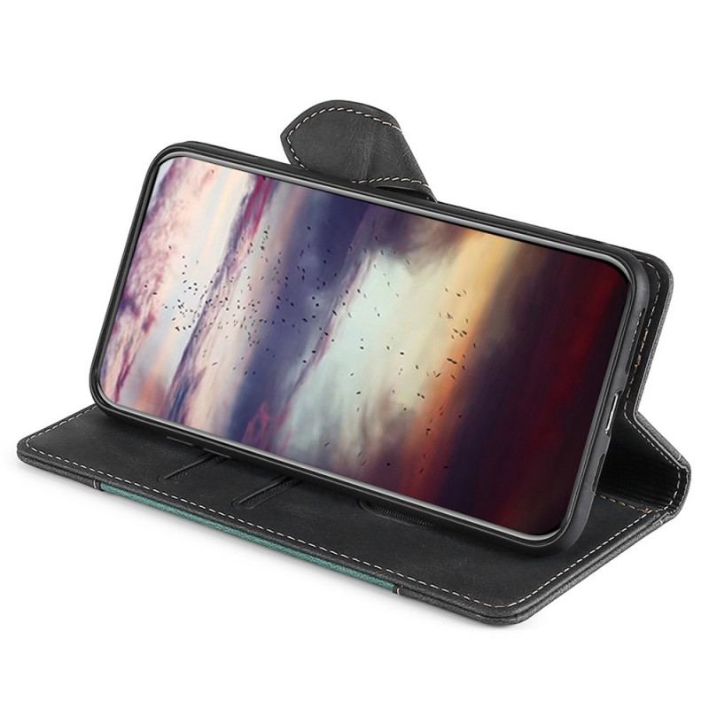 Capa Folio Para OnePlus Nord 2T 5G Couro Sintético Estiloso Em Dois Tons