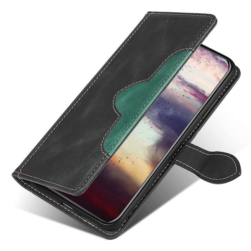 Capa Folio Para OnePlus Nord 2T 5G Couro Sintético Estiloso Em Dois Tons