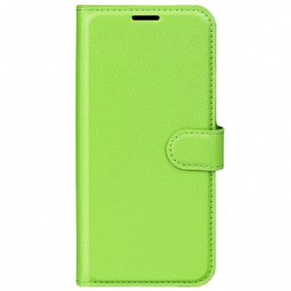 Capa Folio Para OnePlus Nord 2T 5G Couro Sintético De Lichia Clássico