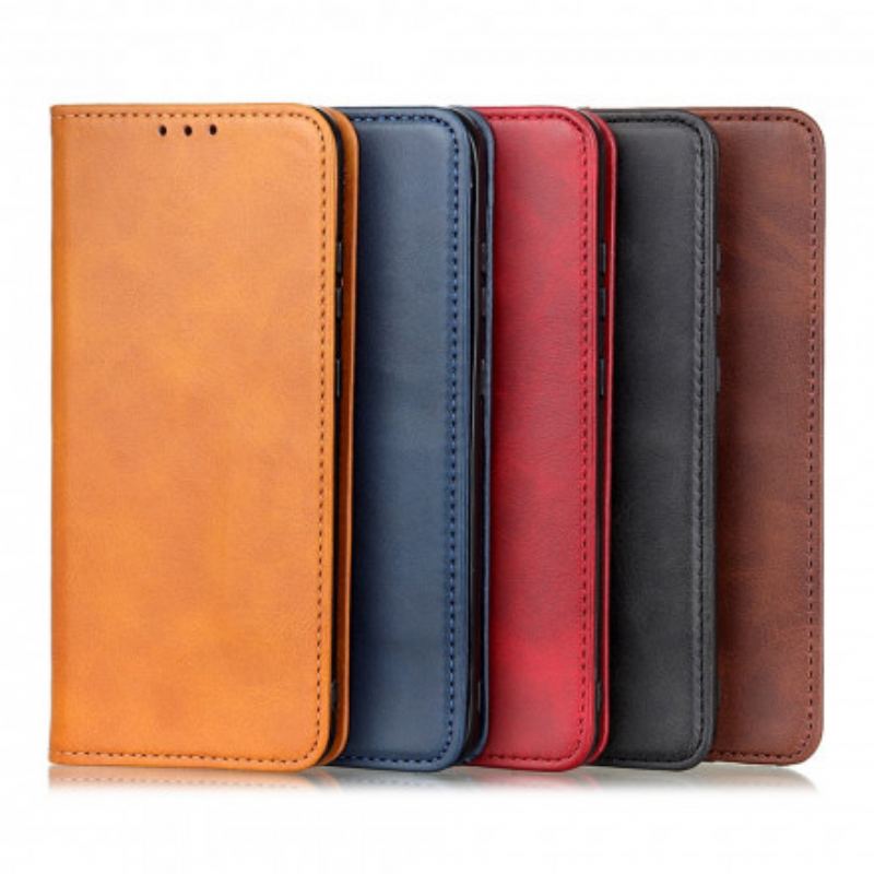 Capa De Celular Para Realme C21 Flip Couro Rachado Fosco