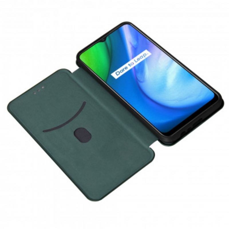 Capa De Celular Para Realme C21 Flip Fibra De Carbono