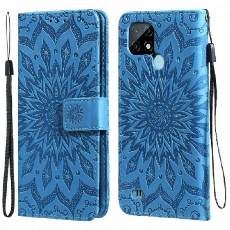 Capa Flip Para Realme C21 Flor Do Sol