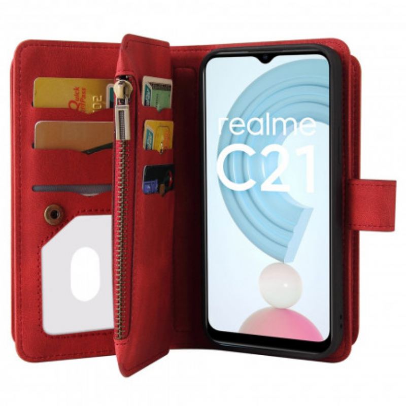 Capa Flip Para Realme C21 Titular De Cartão Multifuncional Para 10