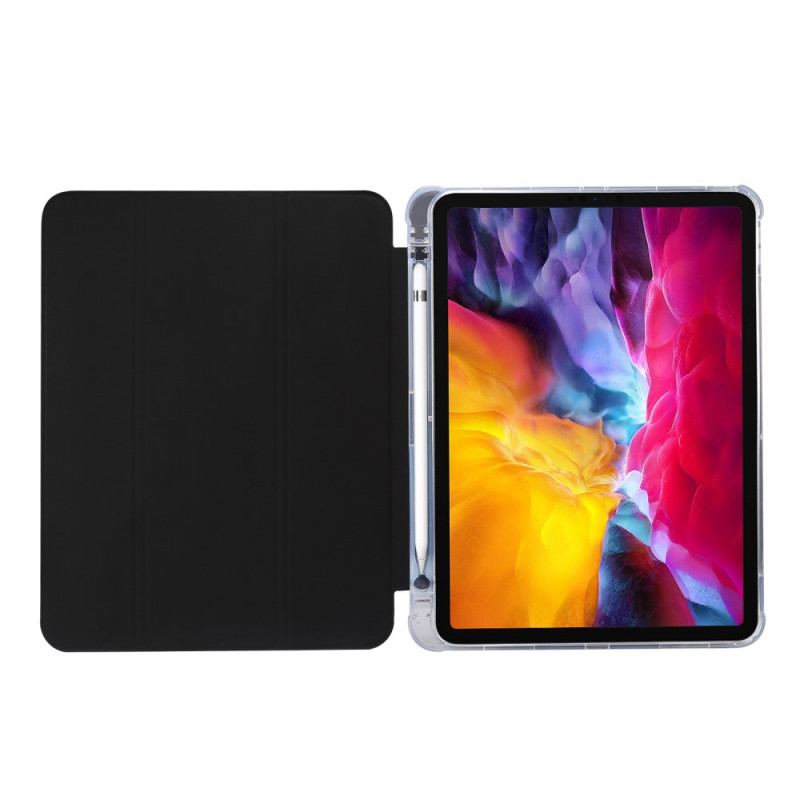 Capa De Celular Para iPad Pro 11" (2021) Couro Falso E Costas Transparentes