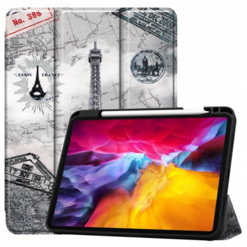 Capa De Celular Para iPad Pro 11" (2021) Suporte Para Caneta Torre Eiffel