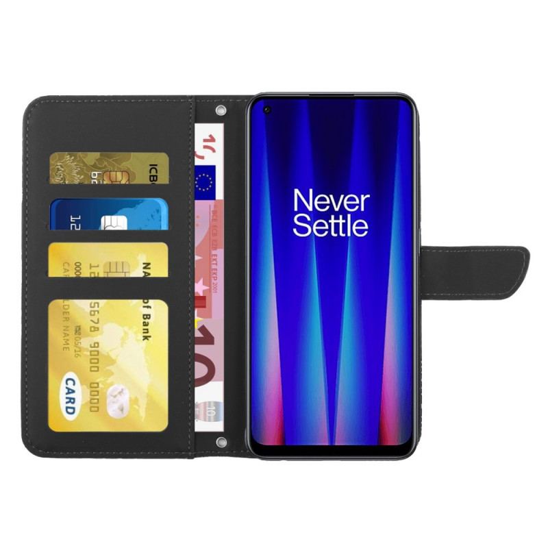 Capa Flip Para OnePlus Nord CE 2 Lite 5G Borboletas E Alça De Ombro