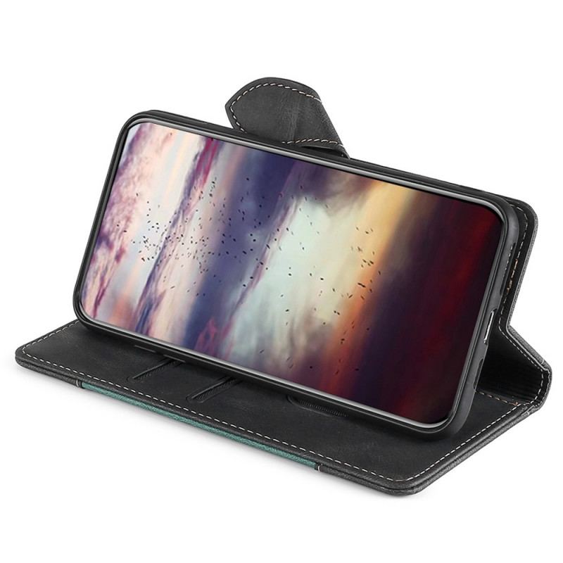 Capa Flip Para OnePlus Nord CE 2 Lite 5G Couro Sintético Estiloso Em Dois Tons