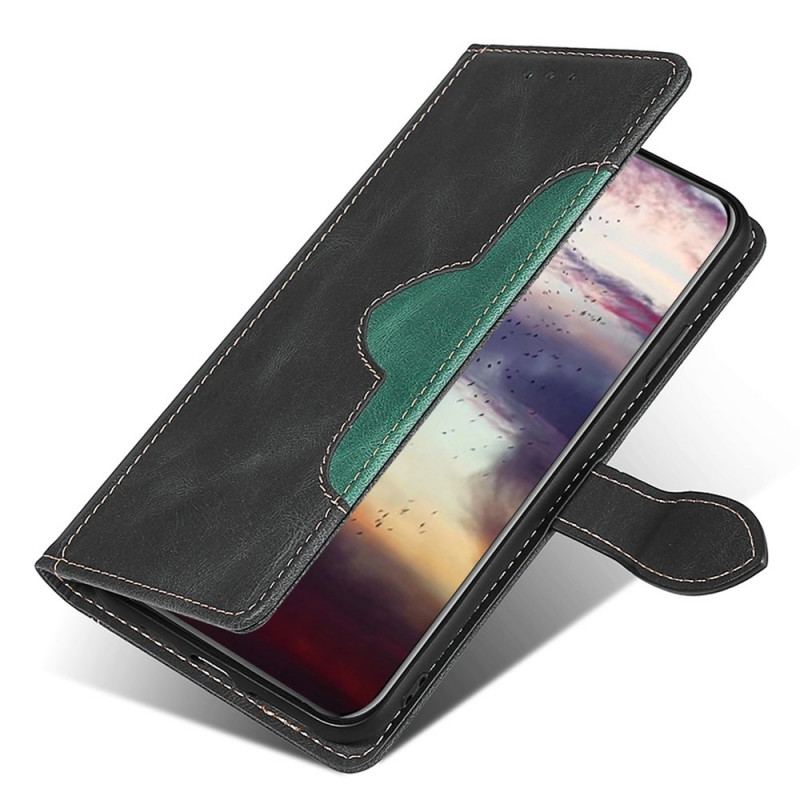 Capa Flip Para OnePlus Nord CE 2 Lite 5G Couro Sintético Estiloso Em Dois Tons