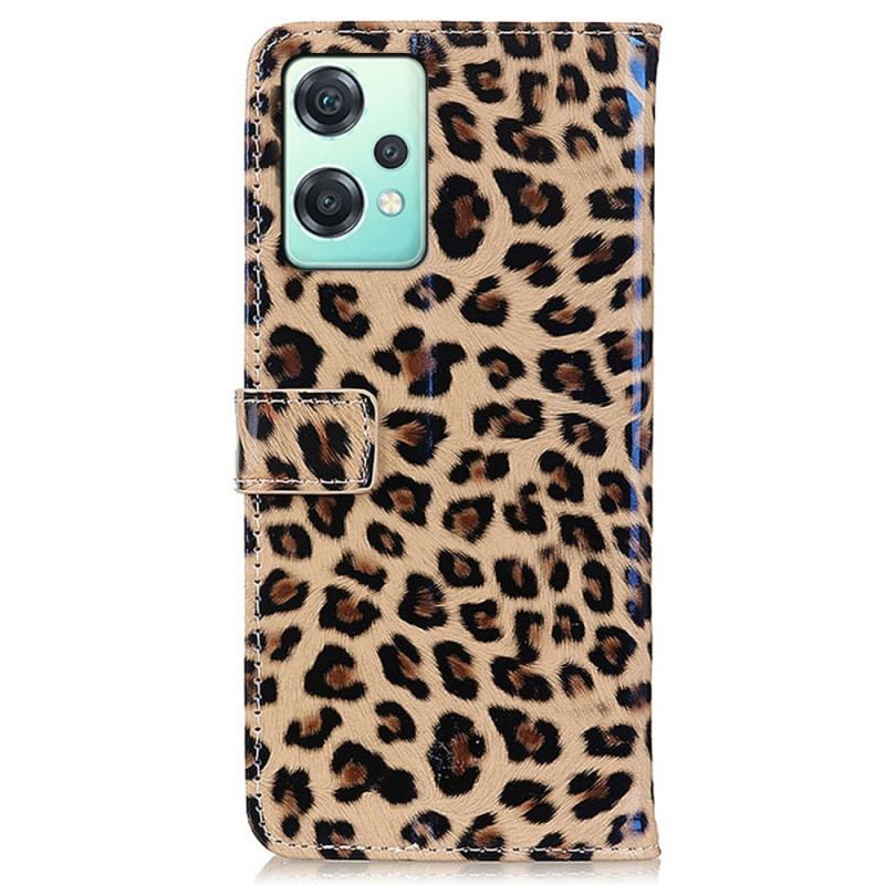 Capa Flip Para OnePlus Nord CE 2 Lite 5G Efeito Pele De Leopardo