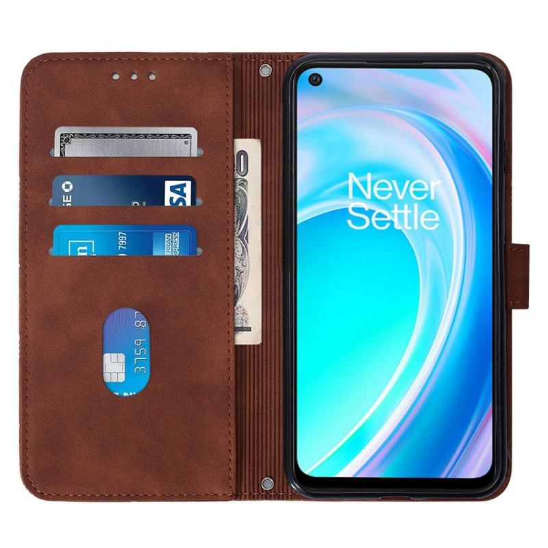 Capa Folio Para OnePlus Nord CE 2 Lite 5G De Cordão Cintas Triângulos