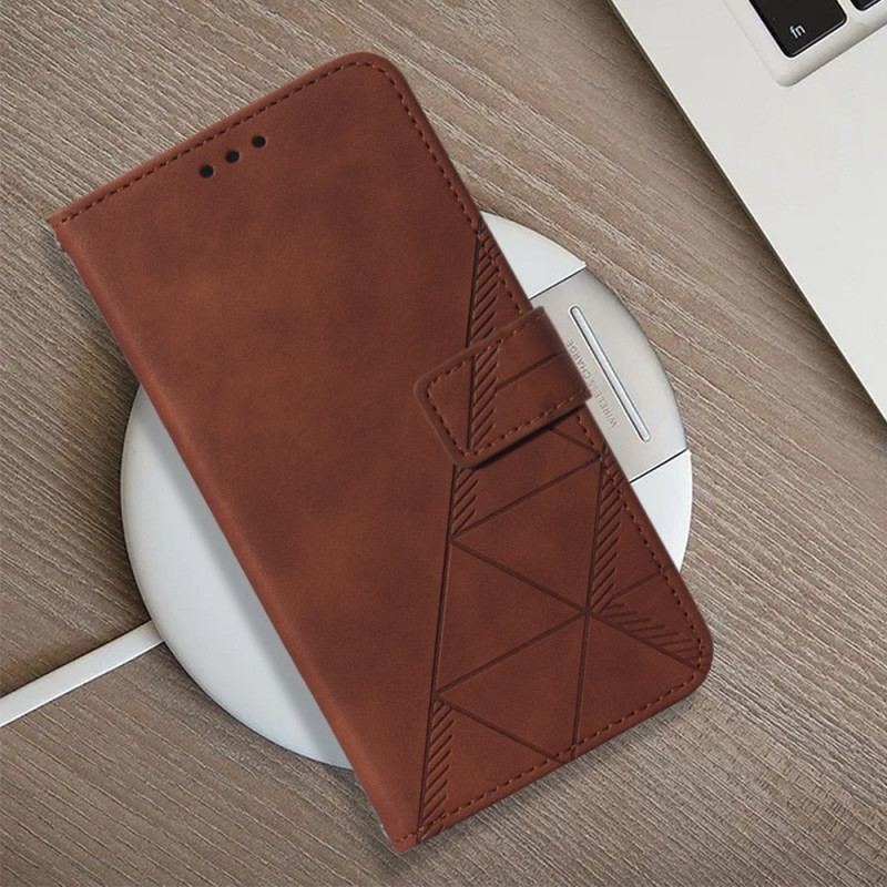 Capa Folio Para OnePlus Nord CE 2 Lite 5G De Cordão Cintas Triângulos