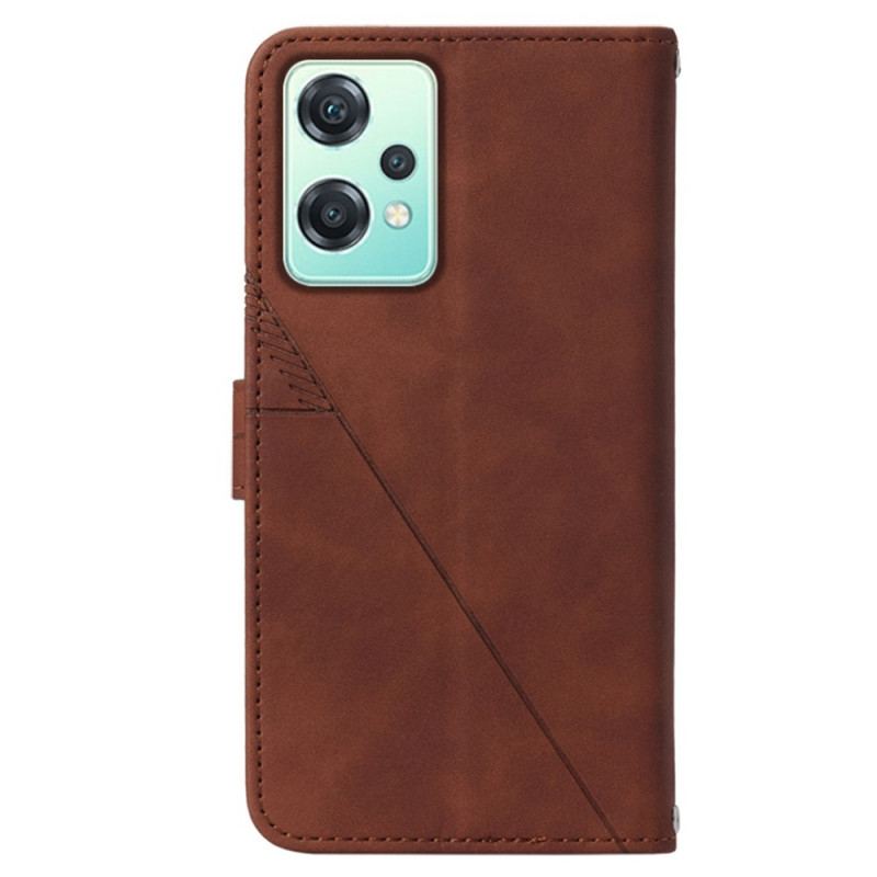 Capa Folio Para OnePlus Nord CE 2 Lite 5G De Cordão Cintas Triângulos