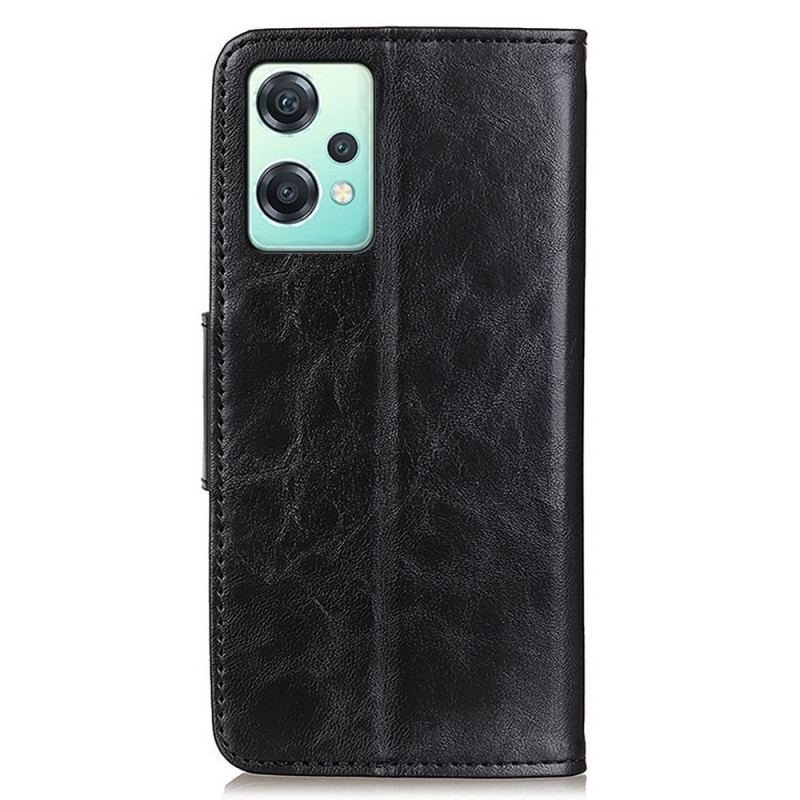 Capa Folio Para OnePlus Nord CE 2 Lite 5G Fecho Vintage De Couro Rachado