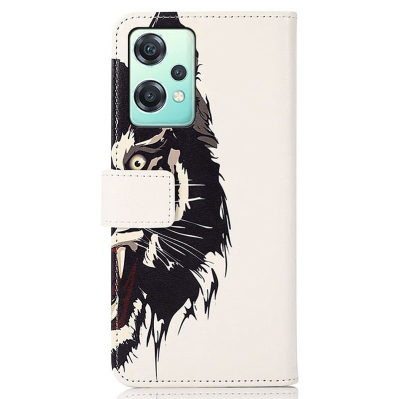 Capa Folio Para OnePlus Nord CE 2 Lite 5G Tigre Feroz