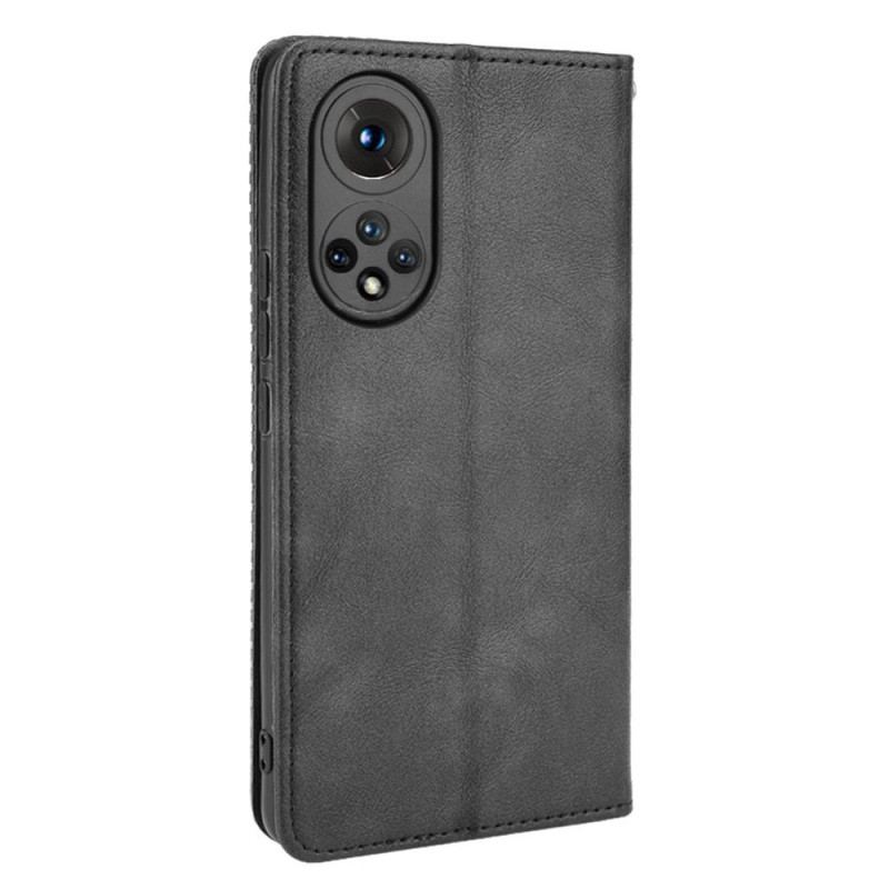 Capa De Celular Para Honor 50 Flip Efeito Couro Vintage Estilizado