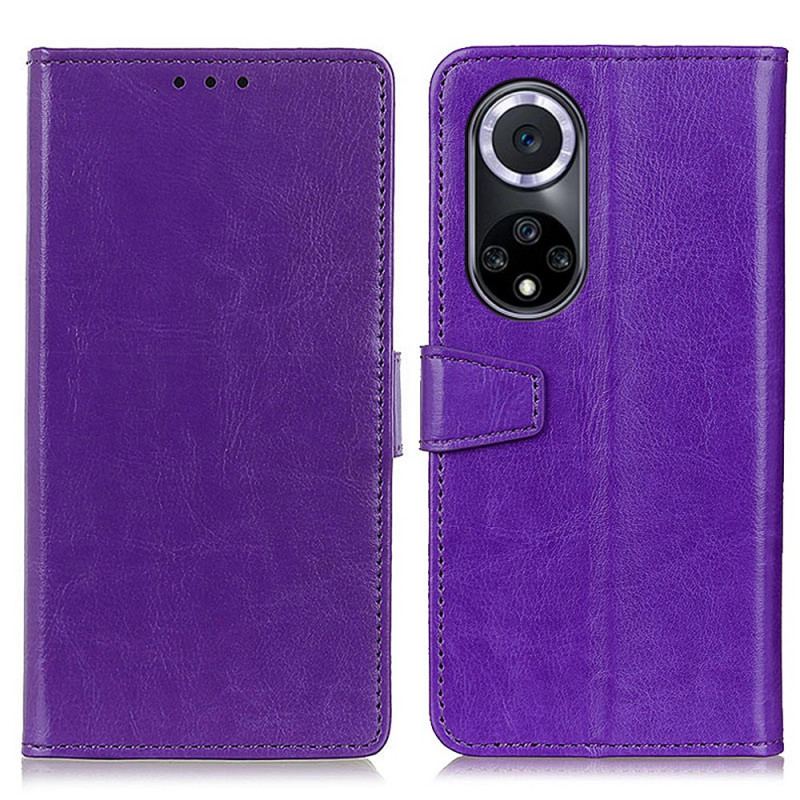 Capa Flip Para Honor 50 Efeito Couro Brilhante Simples