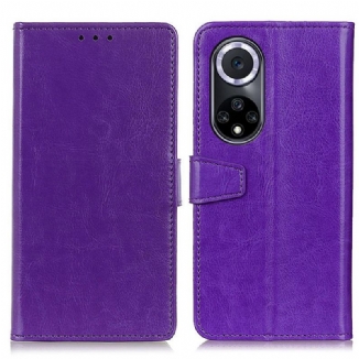 Capa Flip Para Honor 50 Efeito Couro Brilhante Simples