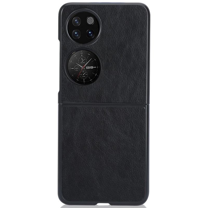 Capa De Celular Para Huawei P50 Pocket Couro Sintético De Lichia