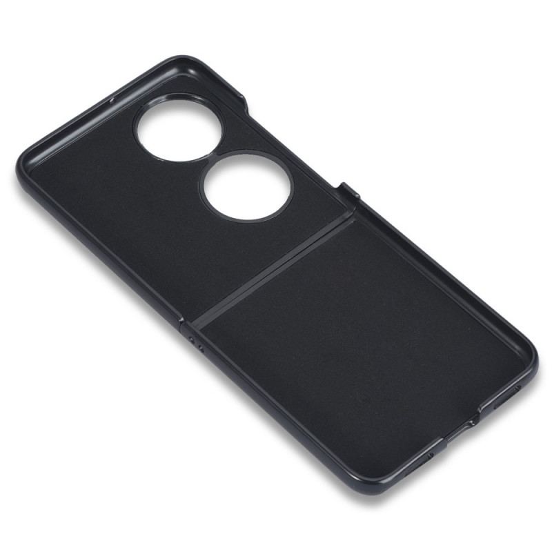 Capa De Celular Para Huawei P50 Pocket Couro Sintético De Lichia