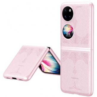 Capa Para Huawei P50 Pocket Couro Sintético Floral Retrô